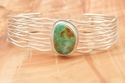 Genuine Arizona South Hill Turquoise Sterling Silver Branch Bracelet